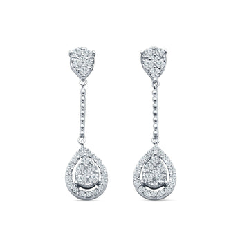 Pear Teardrop Cluster Oblong Stud Earring Cubic Zirconia 925 Sterling Silver Wholesale